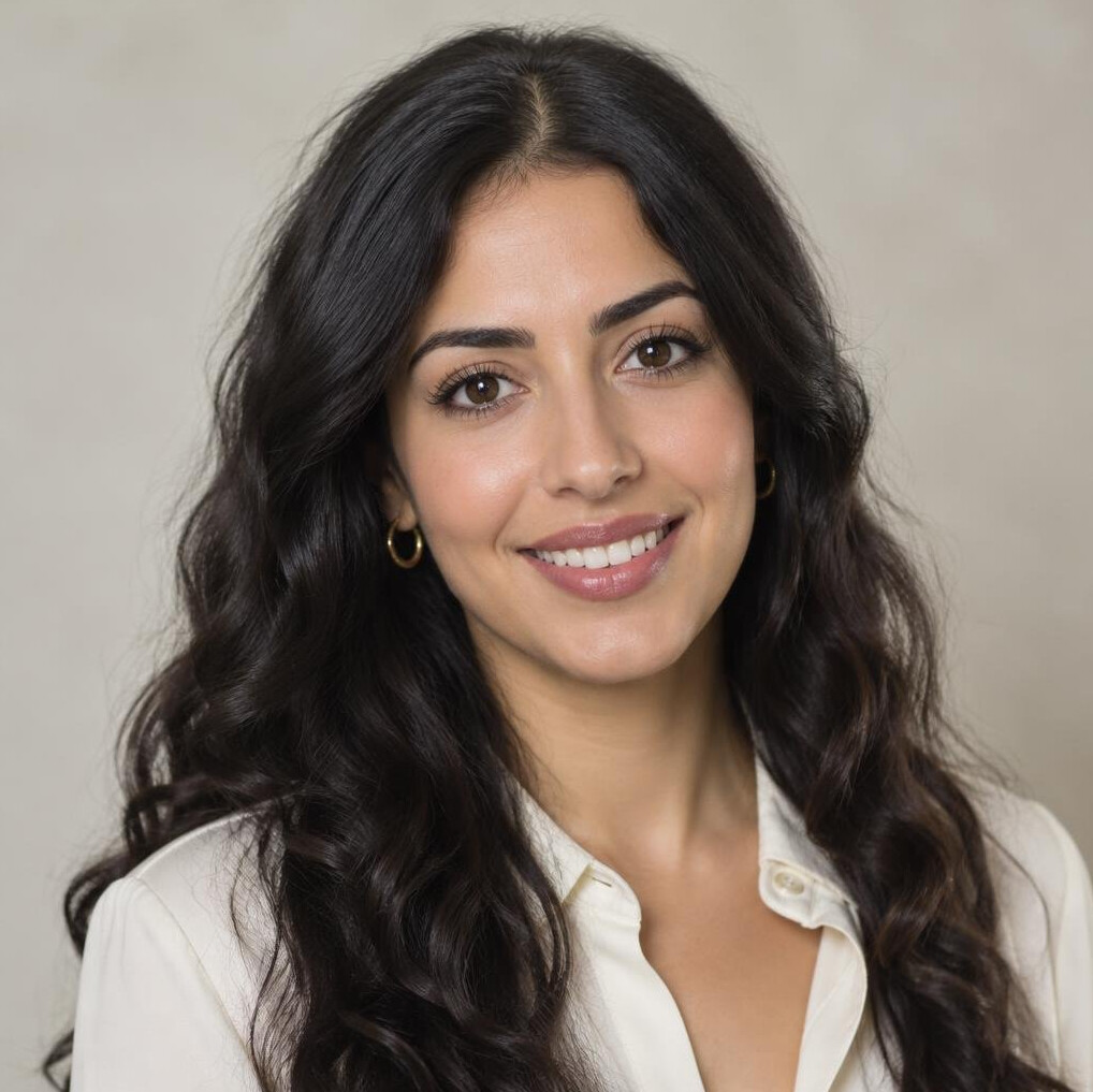 Portrait of a young smiling woman with long hair